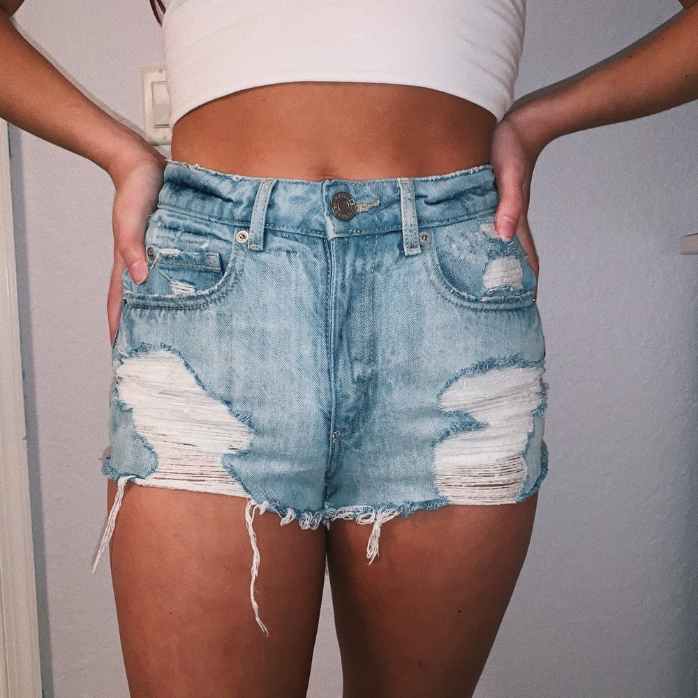 High waisted denim shorts